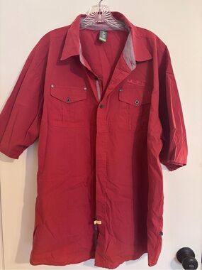 MBLife Solid Red Casual Button-Up Shirt